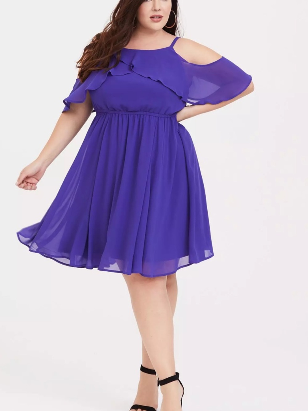 Torrid Women's Plus Size Mini Chiffon Cold Shoulder Dress